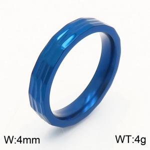 Fashionable stainless steel 4mm irregular pit charm dark blue ring - KR108603-GC