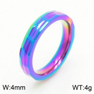 Fashionable stainless steel 4mm irregular pit charm seven color ring - KR108612-GC