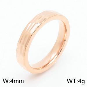 Fashionable stainless steel 4mm irregular pit charm rose gold ring - KR108630-GC