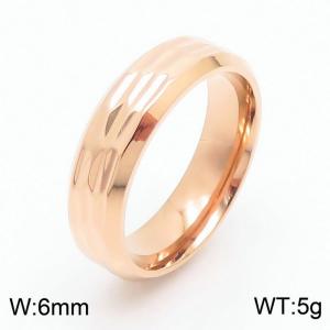 Fashionable stainless steel cut edge 6mm irregular pit charm rose gold ring - KR108632-GC