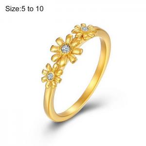Personalized rural style daisy stainless steel female gold ring - KR108692-WGQF