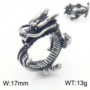 Personality Stainless steel Dragon Ring for Men Color Silver - KR108706-KJX