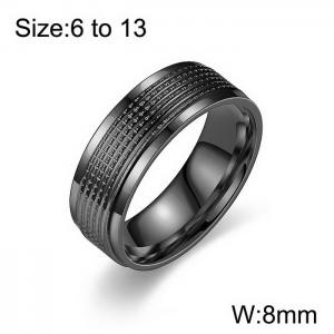 Business style vacuum electroplating black geometric men's stainless steel ring - KR1087536-WGDC