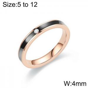 Light Luxury Style Zircon Drop Oil Rose Gold Stainless Steel Women's Ring - KR1087537-WGDC