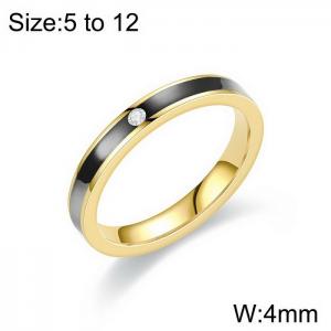 Light Luxury Style Zircon Drop Oil Gold Stainless Steel Women's Ring - KR1087538-WGDC
