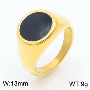 Fashionable and personalized titanium steel smooth gold circular ring - KR1087544-KFC