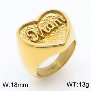 Hip Hop Style Vacuum Electroplated Gold Love Mom Stainless Steel Couple Ring - KR1087554-KJX