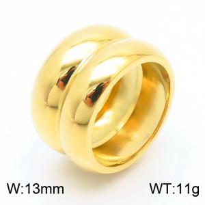 Smooth Plain Double Ring Gold Stainless Steel Ring - KR1088040-K