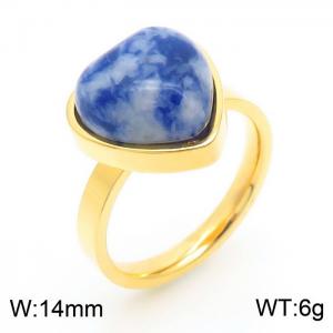 Love Blue White Stone Ring Set with Gold Stainless Steel Ring - KR1088047-Z
