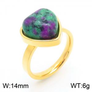 Love Green Stone Ring Set Gold Stainless Steel Ring - KR1088048-Z