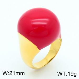 European and American fashion high-end circular red resin exaggerated personality gold ring - KR1088302-K