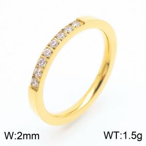 Fashionable and personalized stainless steel diamond inlaid women's temperament gold ring - KR1088306-K