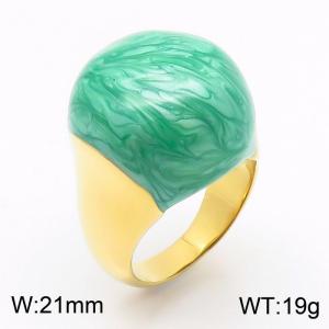European and American fashion high-end circular light green resin exaggerated personality gold ring - KR1088312-K
