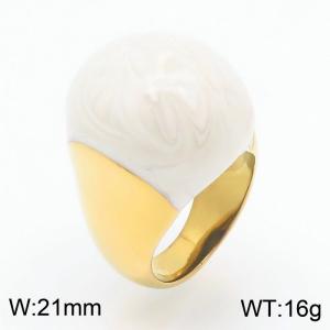 European and American Titanium Steel Ring French Enamel Glaze White Color Exaggerated Stainless Steel Rings - KR1088392-K