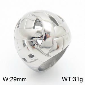 29mm Width Sphere Hollowing Large Ring Women Stainless Steel Silver Color - KR1088408-LK