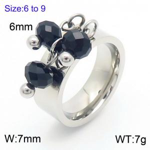 Stainless steel round bead tassel ring for women special design personalized jewelry - KR1088430-Z
