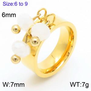 Stainless steel round bead tassel ring for women special design personalized gold color jewelry - KR1088438-Z