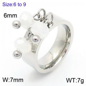 Stainless steel round bead tassel ring for women special design personalized jewelry - KR1088439-Z
