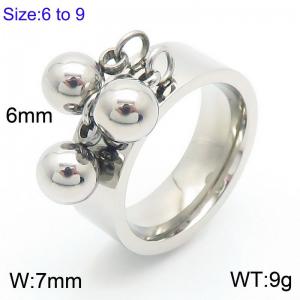 Personalized Stainless Steel Round Bead Charm Tassel Ring For Women Polished Trendy Jewelry - KR1088441-Z