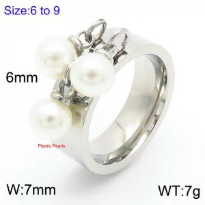 Personalized Stainless Steel Round Bead Charm Tassel Ring For Women Polished Trendy Jewelry - KR1088443-Z