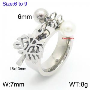Personalized Stainless Steel Christmas Tree Charm Tassel Ring for Women Polished Trendy Jewelry - KR1088444-Z