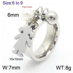 Personalized Stainless Steel girl Charm Tassel Ring for Women Polished Trendy Jewelry - KR1088446-Z