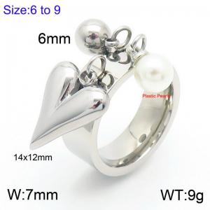 Personalized Stainless Steel Heart Charm Tassel Ring for Women Polished Trendy Jewelry - KR1088453-Z
