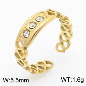 Women Gold-Plated Stainless Steel&Rhinestones Cuff Jewelry Ring - KR1088463-SP