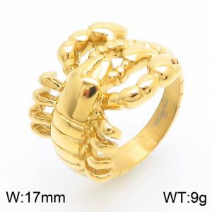 Men Gold-Plated Stainless Steel Scorpion Jewelry Ring - KR109854-KJX