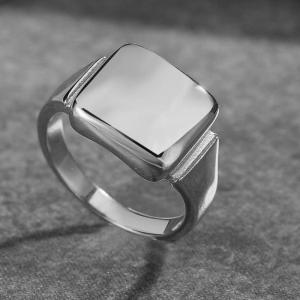 Smooth square retro titanium steel ring - KR109869-WGRZ