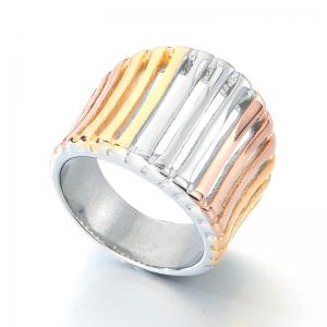 European and American personality exaggerated stainless steel wide face mixed color ring - KR109872-LK
