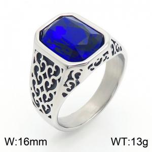 Punk Gothic European and American fashion stainless steel Ring with Blue Gemstone - KR109902-TGX
