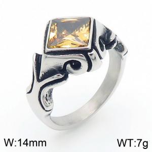 European and American personality retro prismatic gemstone men's titanium steel ring - KR109937-TLX