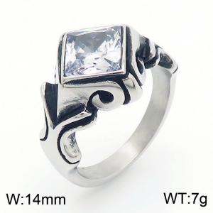 European and American personality retro prismatic gemstone men's titanium steel ring - KR109939-TLX
