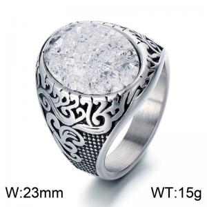 Stainless Steel Stone&Crystal Ring - KR110148-MZOZ