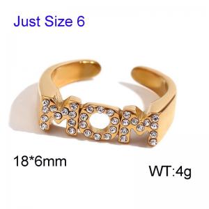 European and American Personalized Water Diamond Opening Mother's Day Gift MOM Ring - KR110814-WGMJ