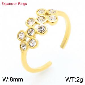 Gold Color Cubic Zirconia Ring Women Stainless Steel 304 Jewelry - KR110837-K