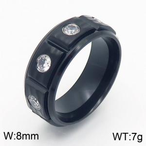 Stainless steel men's and women's inlaid zirconia hip-hop punk style jewelry in black color - KR110873-GC