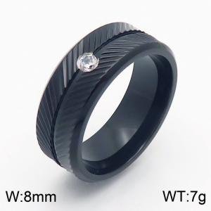 Stainless steel men's and women's jewelry with zirconia feather patterns inlaid in black color - KR110882-GC