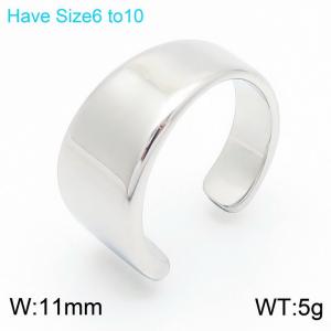 European and American fashion personality stainless steel creative irregular C-shaped opening temperament silver ring - KR111016-K