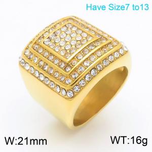 European and American fashion personality stainless steel creative inlay with zircon multi-layer square charm gold ring - KR111023-MZOZ