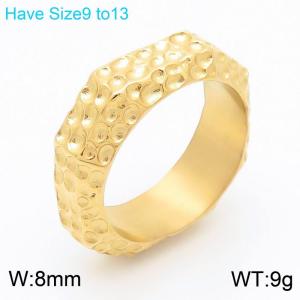 Gold-Plated Stainless Steel Pitted Surface Jewelry Ring - KR111025-KJX