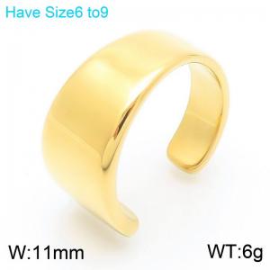 European and American fashion personality stainless steel creative asymmetric C-shaped opening charm gold ring - KR111061-K