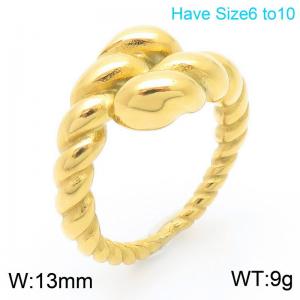 Original niche personalized stainless steel creative twisted line geometric opening gold ring - KR111062-K