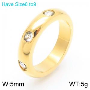 European and American fashion personality stainless steel creative inlay diamond charm gold ring - KR111070-K