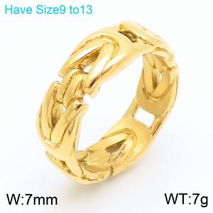 European and American fashion personality stainless steel creative 7mm imperial chain charm gold ring - KR111084-KJX