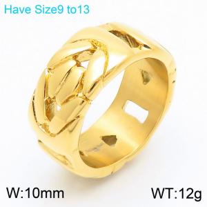 European and American fashion personality stainless steel creative 10mm hollow geometric charm gold ring - KR111086-KJX