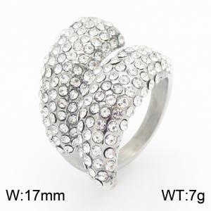 Inlaid rhinestone starry stainless steel steel color ring - KR111592-GC