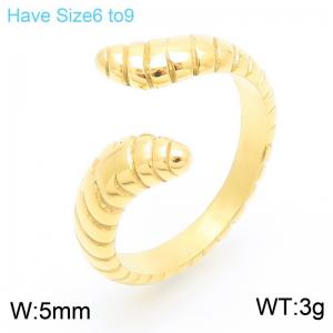 European and American fashion personality stainless steel creative caterpillar thread texture geometric charm gold opening gold ring - KR111627-GC