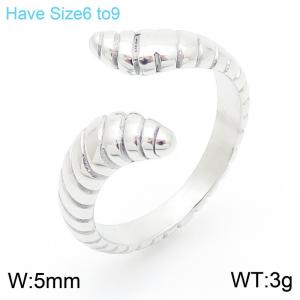 European and American fashion personality stainless steel creative caterpillar thread texture geometric charm gold opening silver ring - KR111628-GC